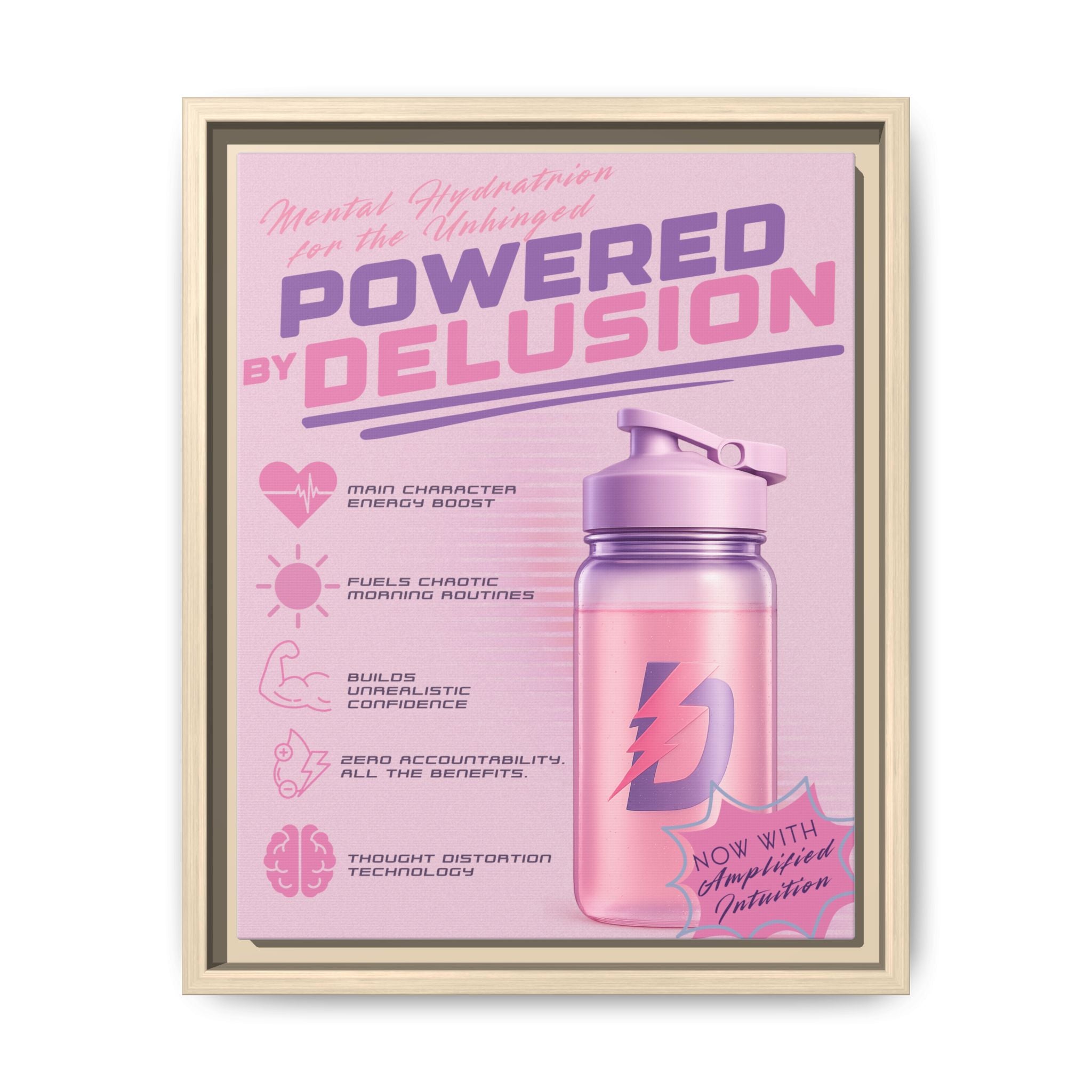 Powered by Delusion™ — Framed Canvas Wall Art